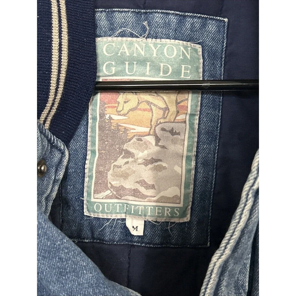 Vintage 90s Canyon Guide Outfitters Wal Mart Varsity Jacket Medium Denim Snap - Picture 5 of 16